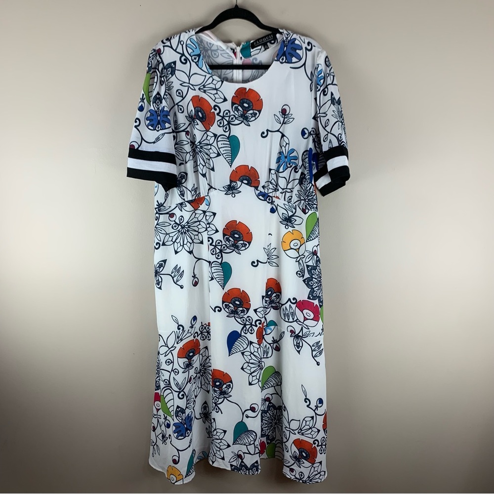 Eloquii White Floral Midi Dress